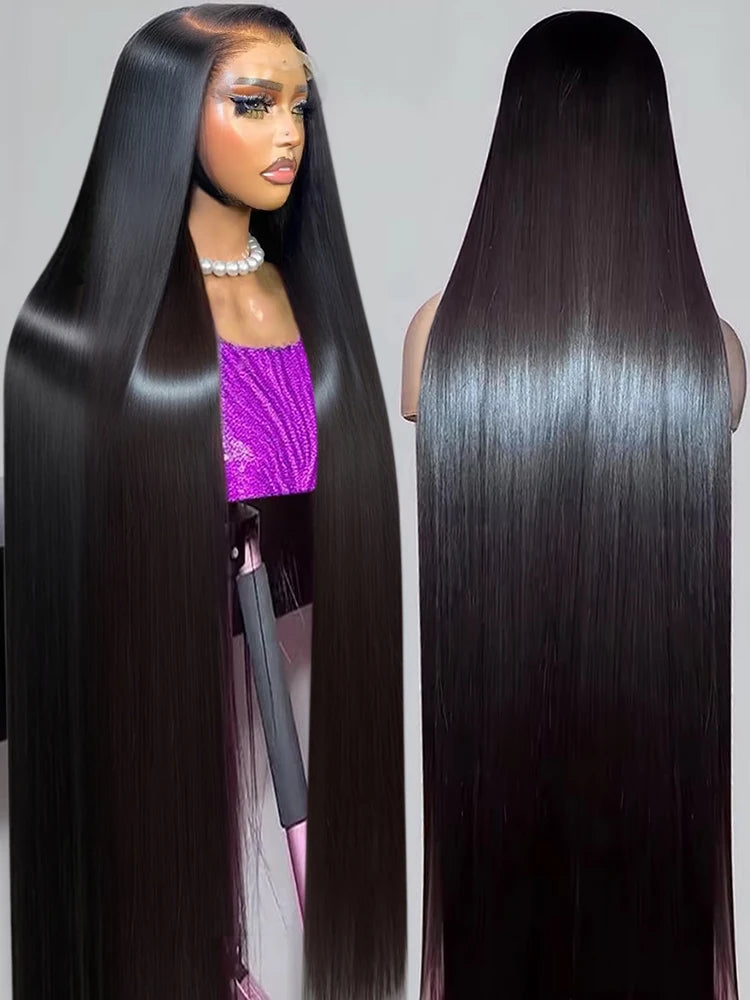 250 High Desity 50 Inch Bone Straight Human Hair Lace Frontal Wigs 13x6 13x4 HD Lace Front Human Hair Wigs PrePlucked For Women