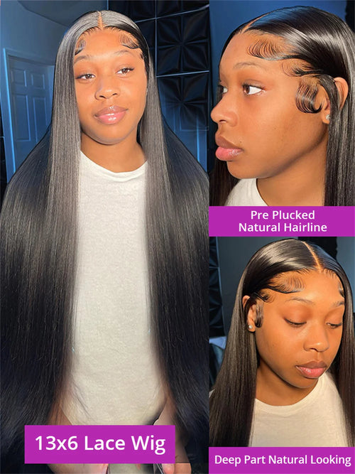 250 High Desity 50 Inch Bone Straight Human Hair Lace Frontal Wigs 13x6 13x4 HD Lace Front Human Hair Wigs PrePlucked For Women