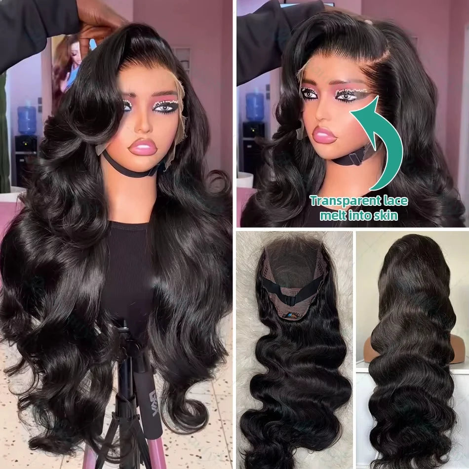 13x6 Lace Front Wigs Human Hair 180 Density Hd Body Wave Lace Frontat Human Hair Wigs For Women Glueless Pre Plucked Black Wig